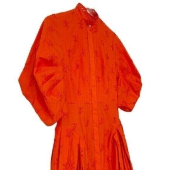 NWT Erdem Zelda Broderie Anglaise Clementine Poplin Midi Dress US Size 2 - Picture 5 of 16